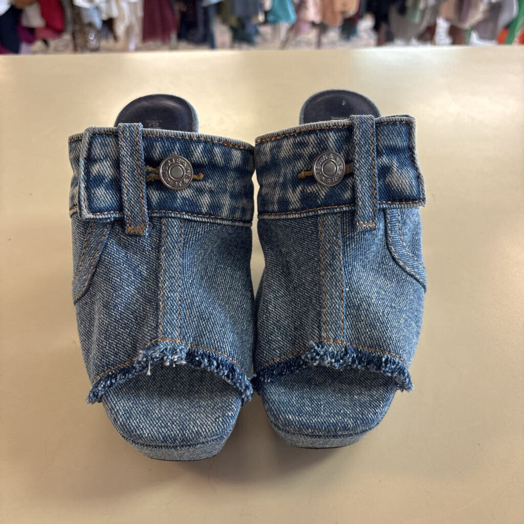 Jeffrey Campbell Magda Denim Platform Slip On Heels 6.5