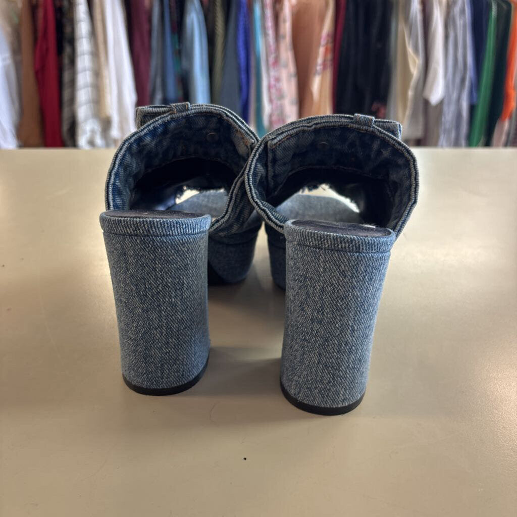 Jeffrey Campbell Magda Denim Platform Slip On Heels 6.5