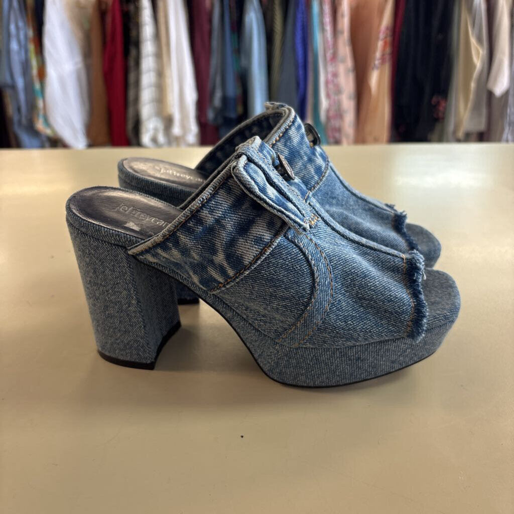 Jeffrey Campbell Magda Denim Platform Slip On Heels 6.5