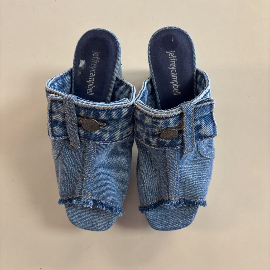 Jeffrey Campbell Magda Denim Platform Slip On Heels 6.5