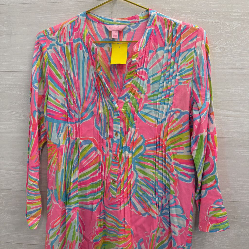 Lilly Pulitzer Pink/ Multi Print Long Sleeve Dress Small