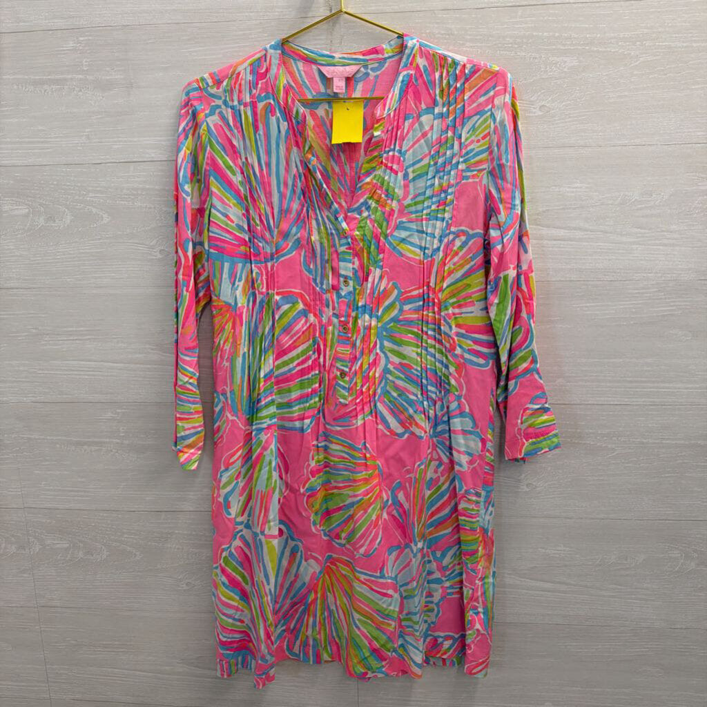 Lilly Pulitzer Pink/ Multi Print Long Sleeve Dress Small