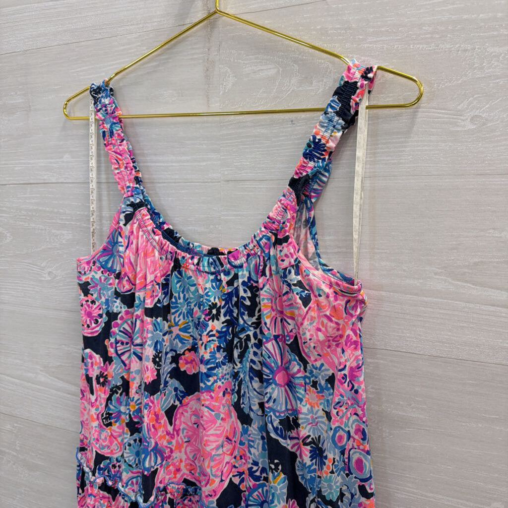 Lilly Pulitzer Blue/ Multi Print Sleeveless Dress Small