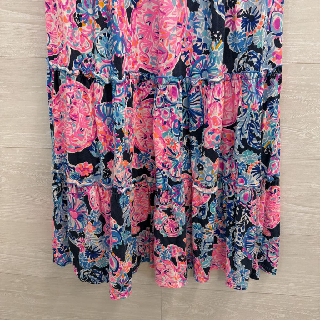 Lilly Pulitzer Blue/ Multi Print Sleeveless Dress Small