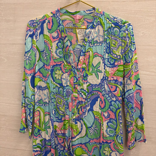 Lilly Pulitzer Blue/ Multi Print Long Sleeve Dress Small