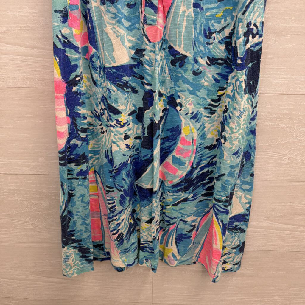 Lilly Pulitzer Blue/ Multi Print Sleeveless Dress Medium