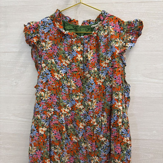 THML Orange/ Blue/ Multi Print Short Sleeve Dress Medium
