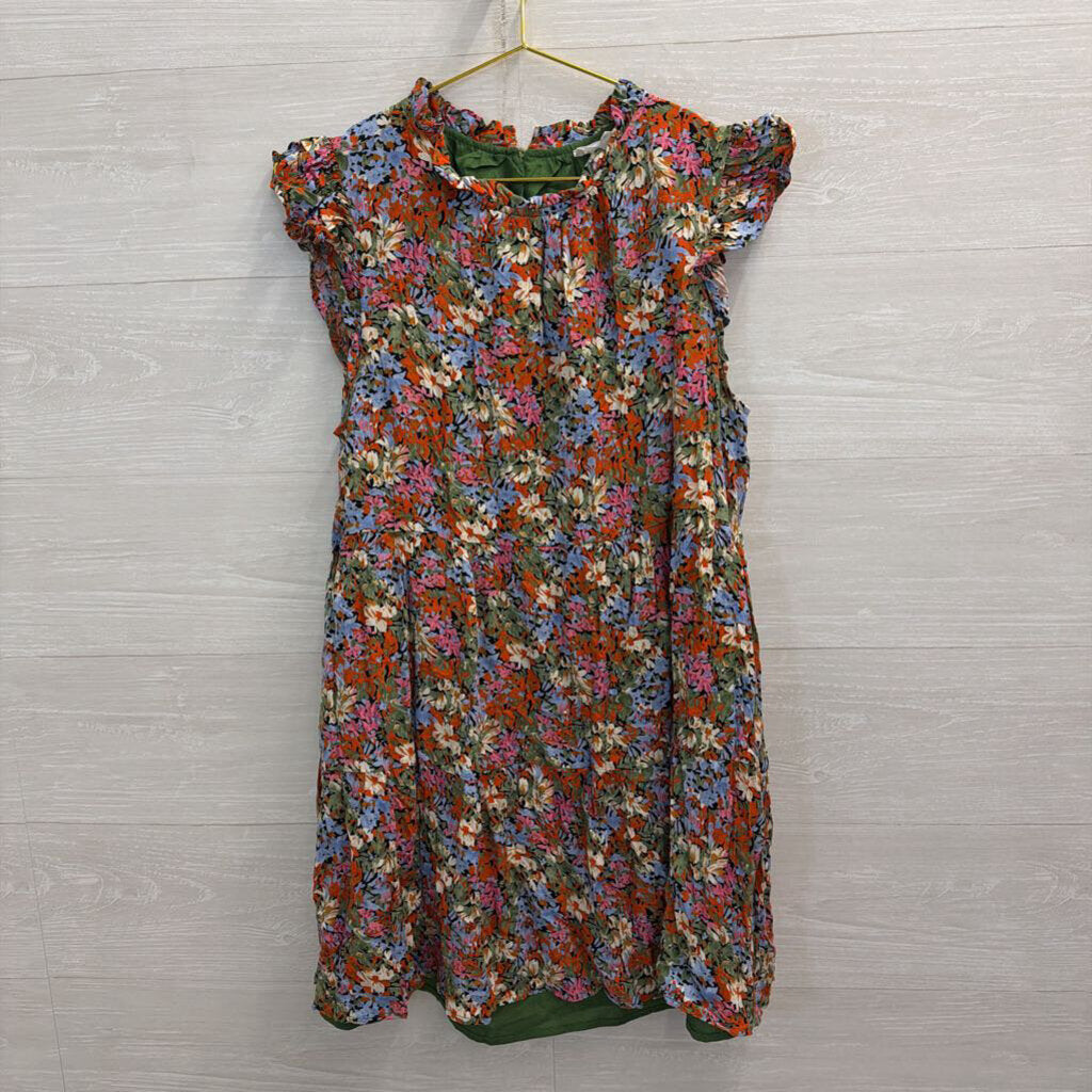 THML Orange/ Blue/ Multi Print Short Sleeve Dress Medium
