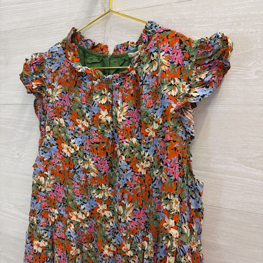 THML Orange/ Blue/ Multi Print Short Sleeve Dress Medium