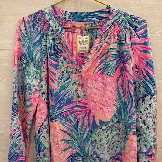 Lilly Pulitzer Blue/ Pink Print Long Sleeve Top Small