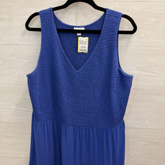 J Jill Blue Smocked Top Sleeveless Maxi Dress Large