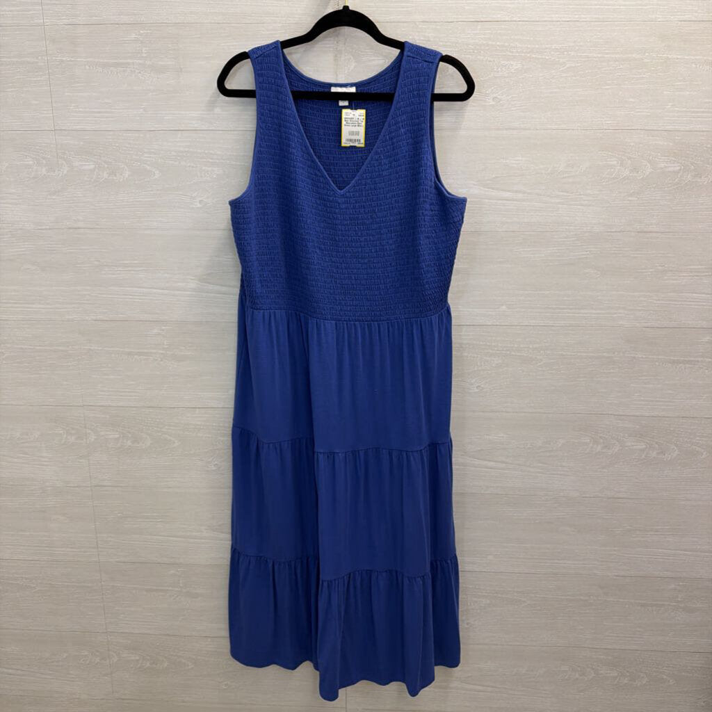 J Jill Blue Smocked Top Sleeveless Maxi Dress Large