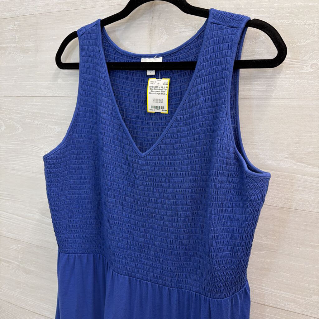 J Jill Blue Smocked Top Sleeveless Maxi Dress Large