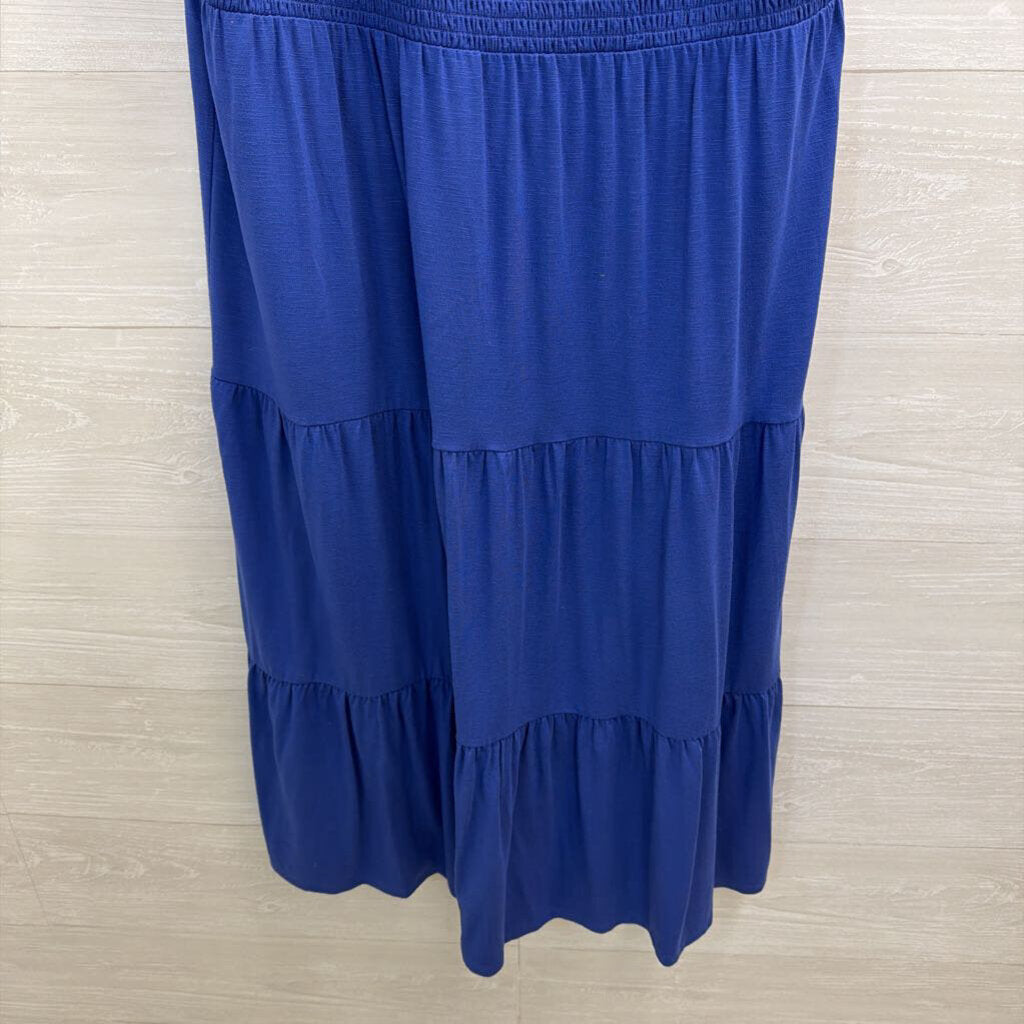 J Jill Blue Smocked Top Sleeveless Maxi Dress Large