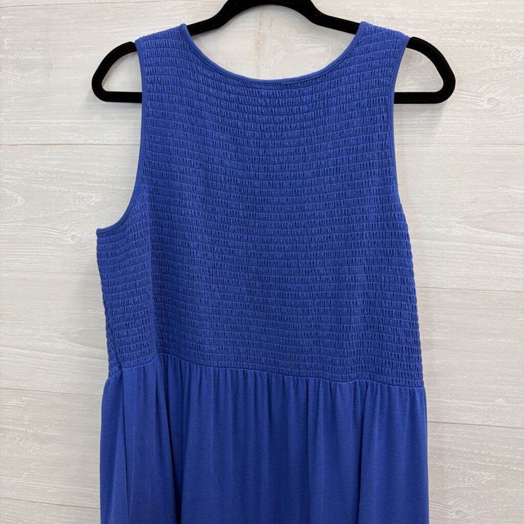 J Jill Blue Smocked Top Sleeveless Maxi Dress Large