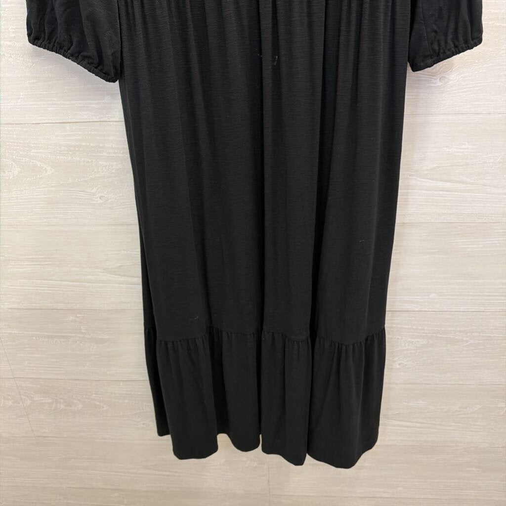 J Jill Black Long Sleeve Smocked Top Maxi Dress Large