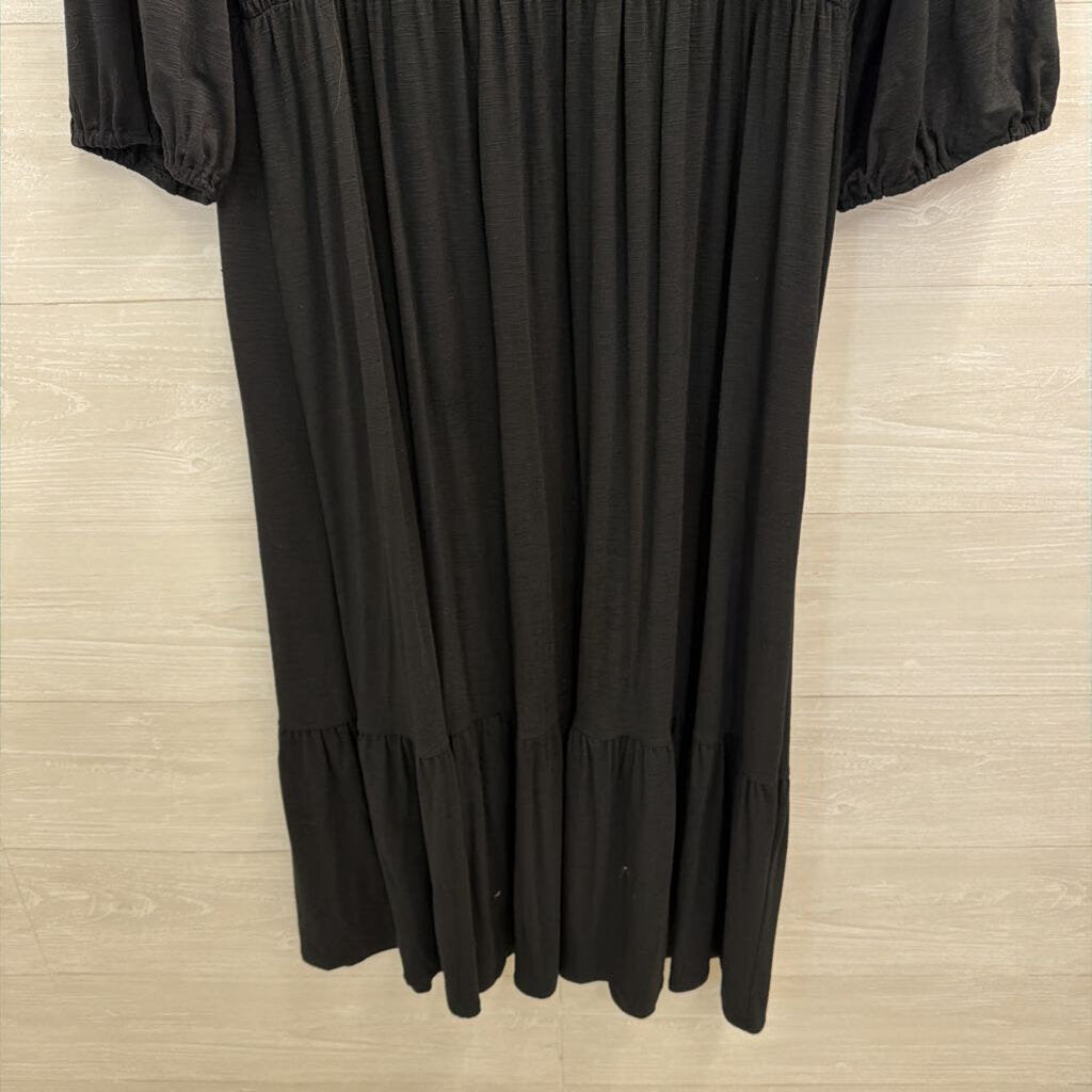 J Jill Black Long Sleeve Smocked Top Maxi Dress Large