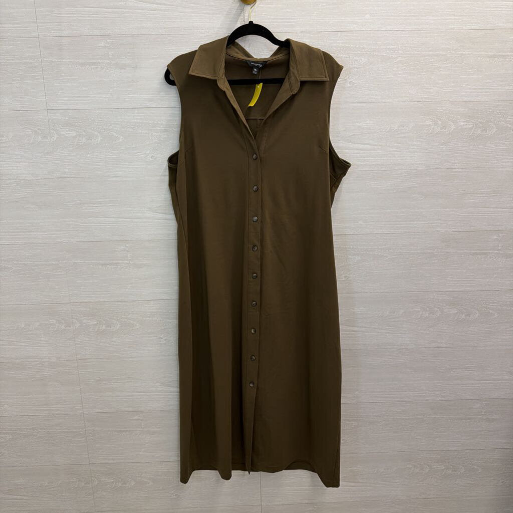 Banana Republic Green Sleeveless Button Down Midi Dress Extra Large
