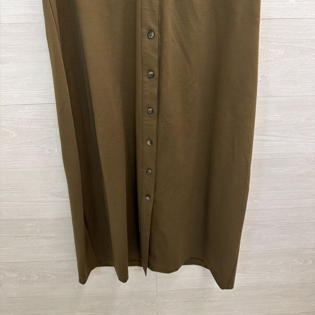 Banana Republic Green Sleeveless Button Down Midi Dress Extra Large