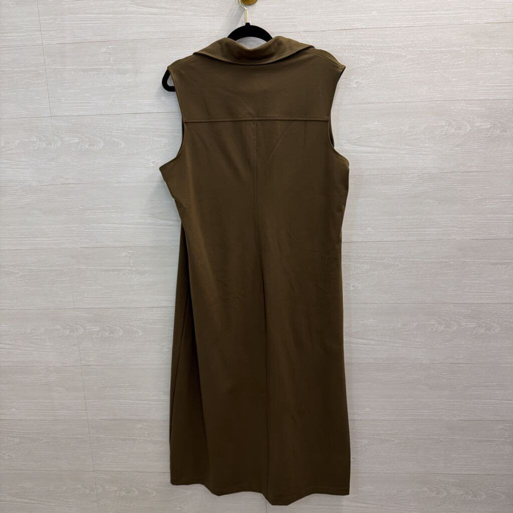 Banana Republic Green Sleeveless Button Down Midi Dress Extra Large