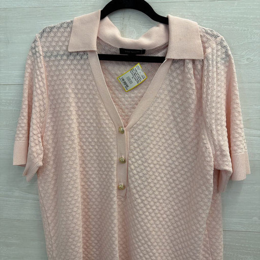 Ann Taylor Pink Knit Short Sleeve Henley Top Extra Large