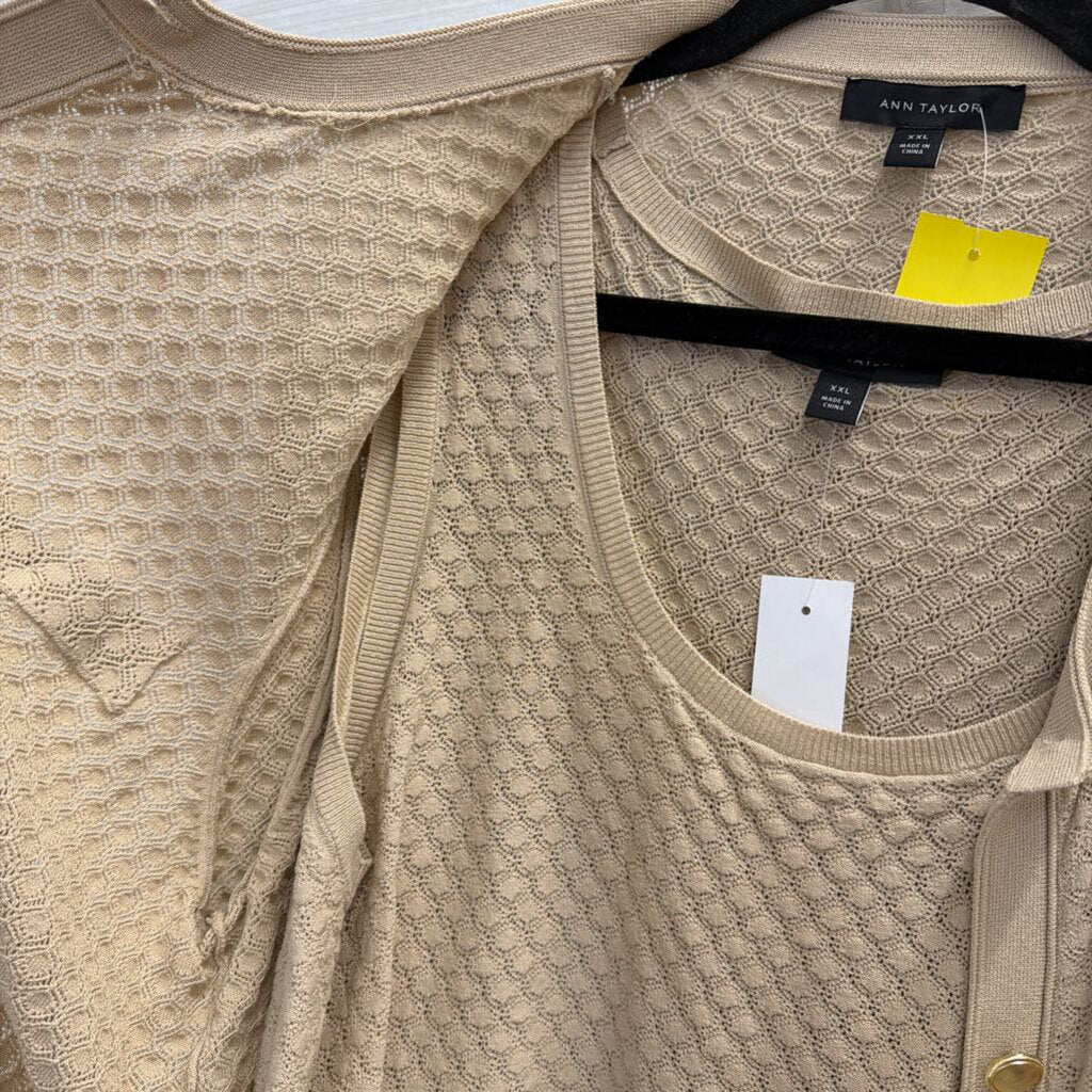 Ann Taylor Brown Knit Tank/ Cardigan Sweater Set XXL