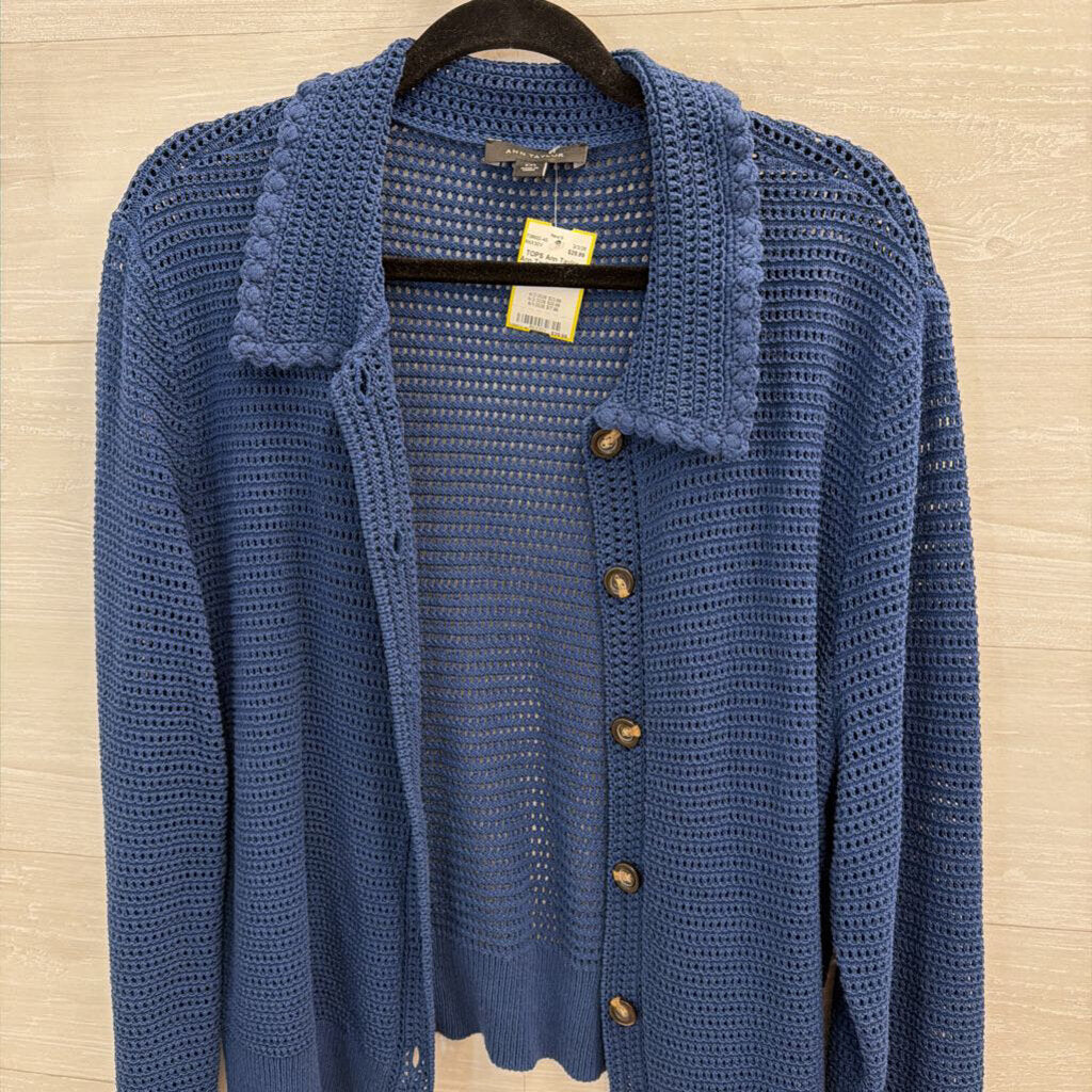 Ann Taylor Blue Knit Cardigan Sweater XXL