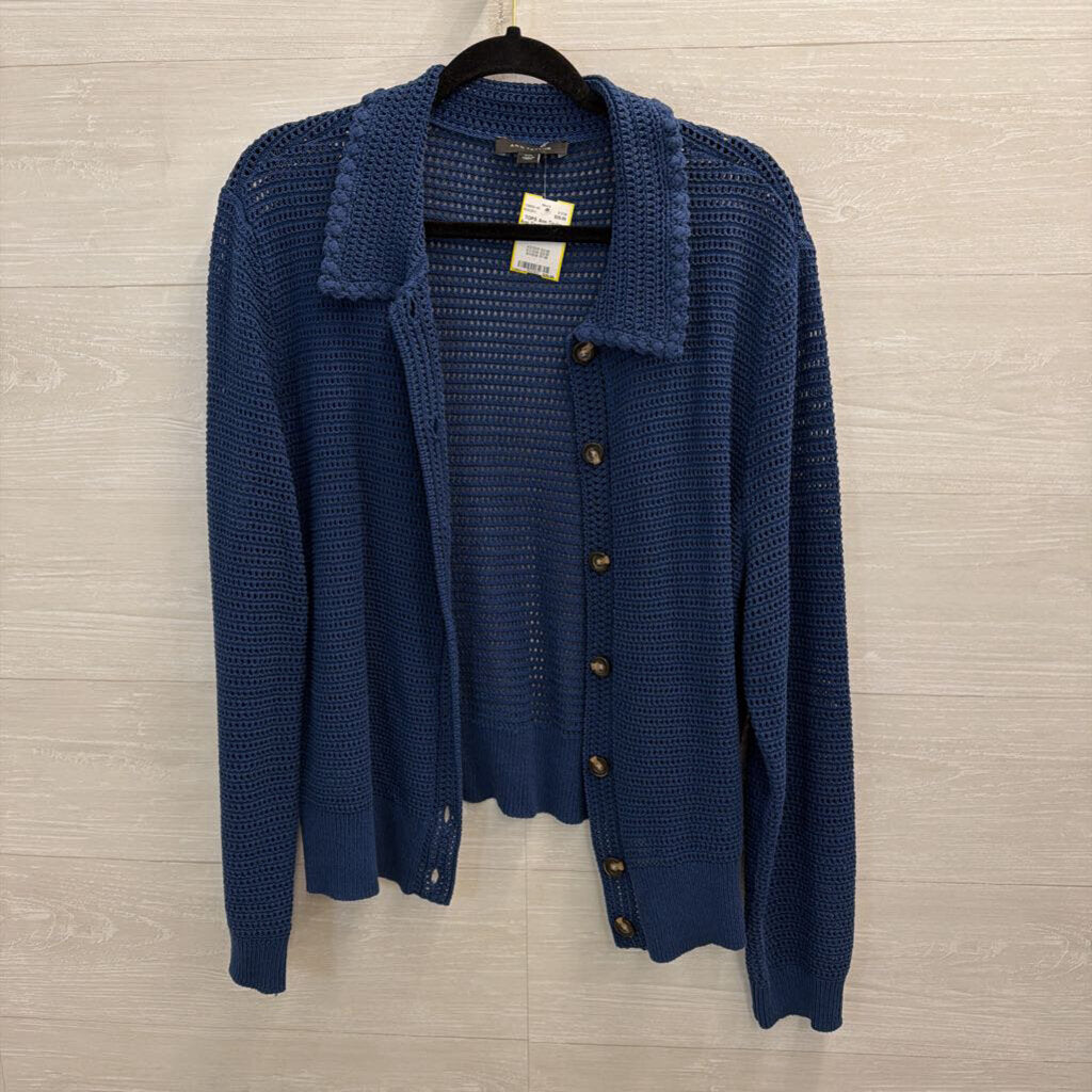 Ann Taylor Blue Knit Cardigan Sweater XXL