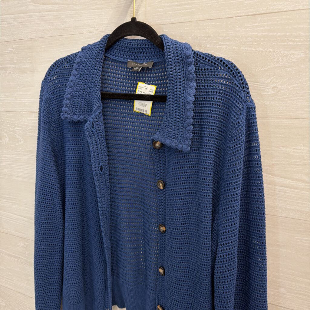 Ann Taylor Blue Knit Cardigan Sweater XXL