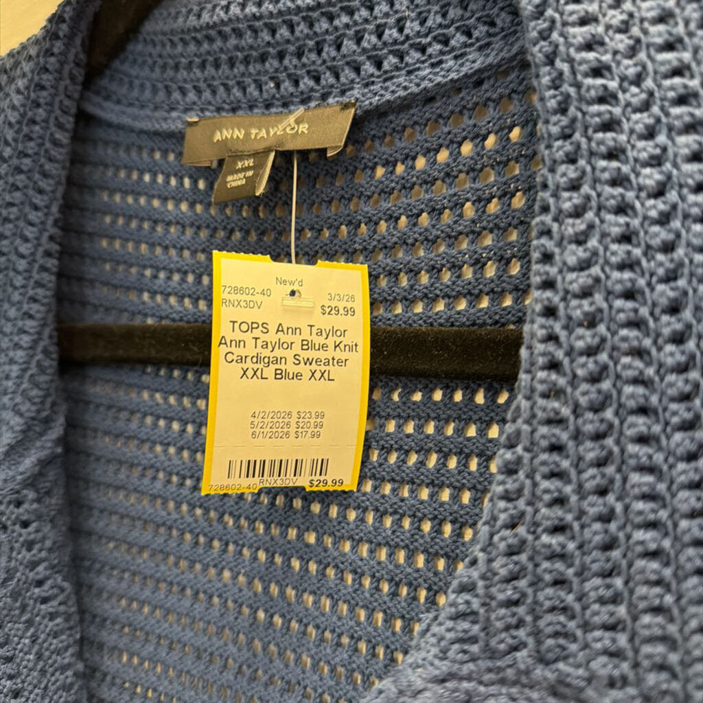 Ann Taylor Blue Knit Cardigan Sweater XXL