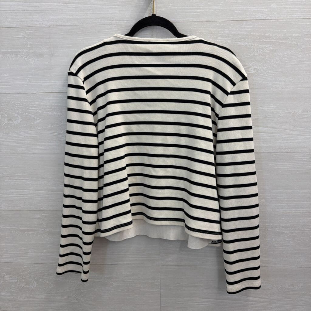 Ann Taylor Weekend Black/ White Striped Tank/ Cardigan Set XXL
