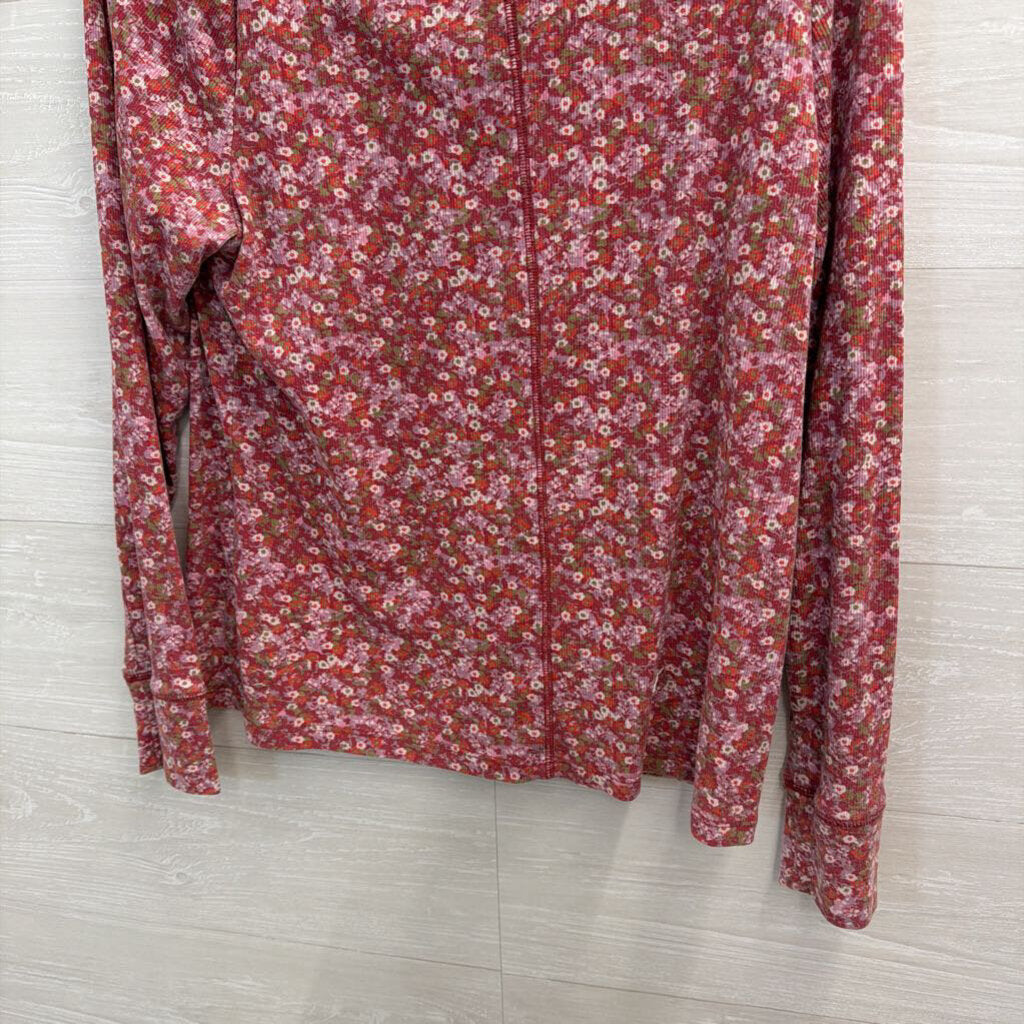 Lucky Brand Pink Floral Print Long Sleeve Henley Top XXL