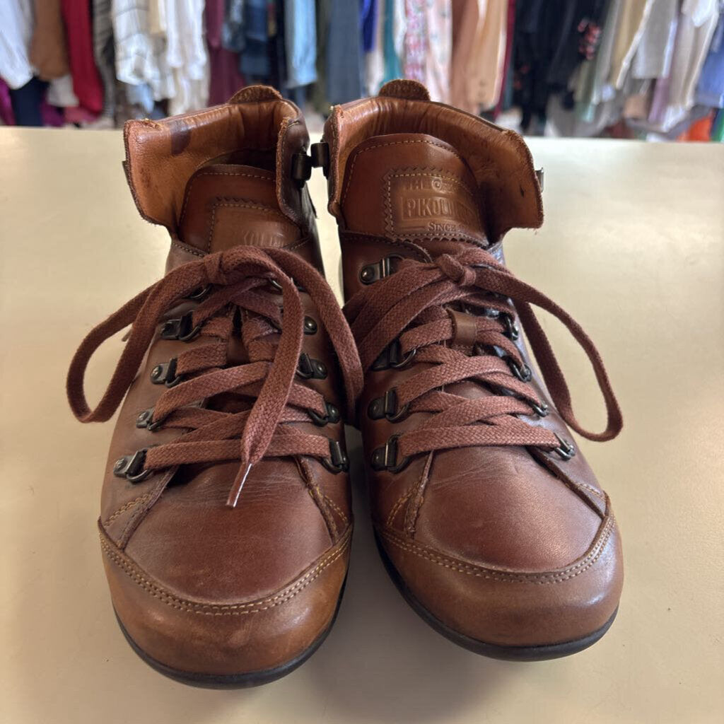 Pikolinos Brown Leather Vigo Lace Up Ankle Boots 39