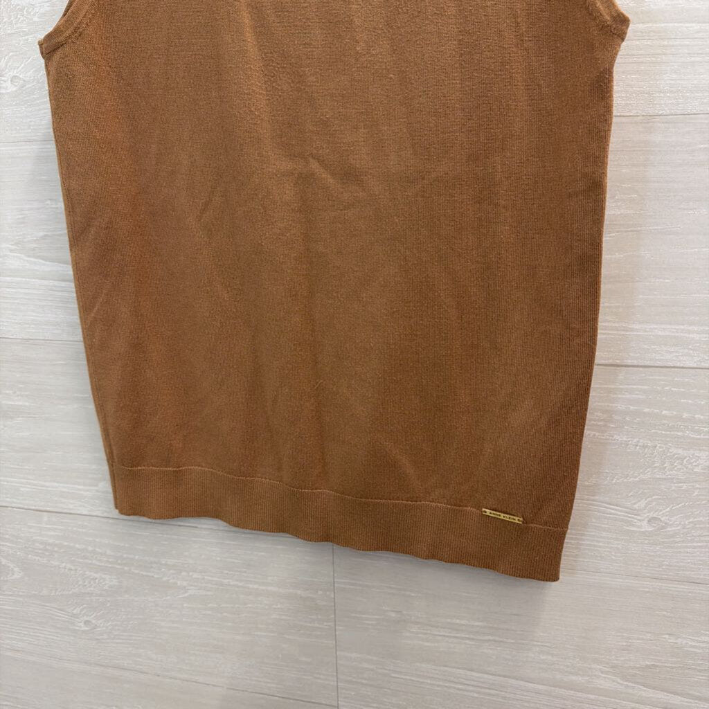 Anne Klein Brown Knit Sleeveless Turtleneck Top Medium