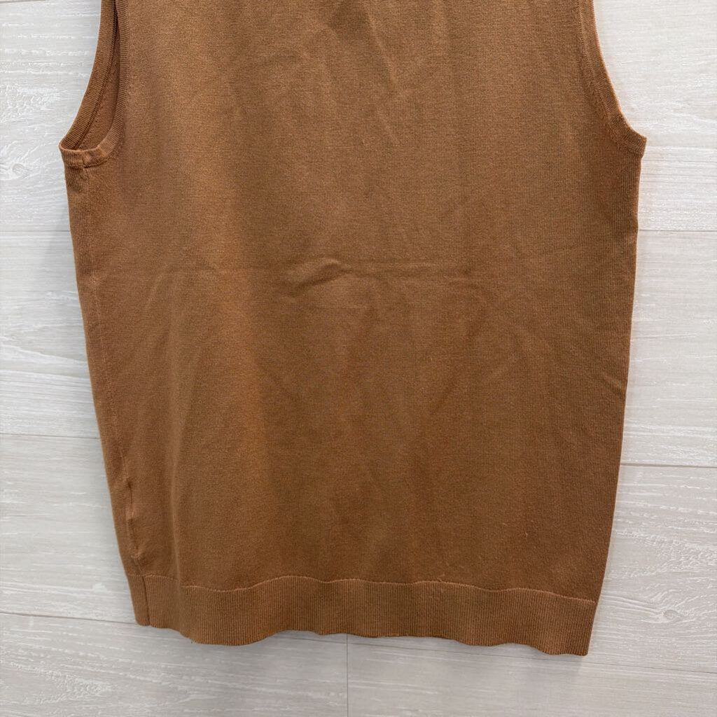 Anne Klein Brown Knit Sleeveless Turtleneck Top Medium
