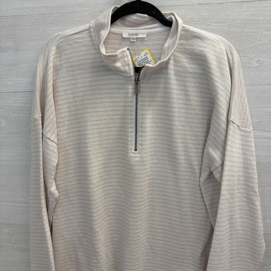 Splendid White/ Beige Striped Quarter Zip Pullover Medium