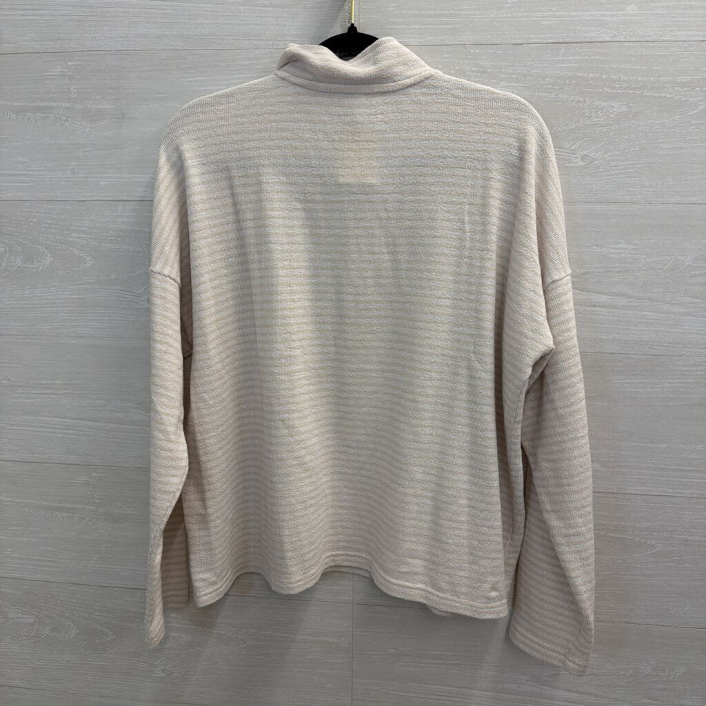 Splendid White/ Beige Striped Quarter Zip Pullover Medium