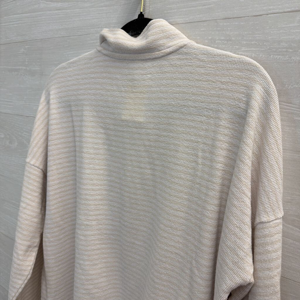 Splendid White/ Beige Striped Quarter Zip Pullover Medium