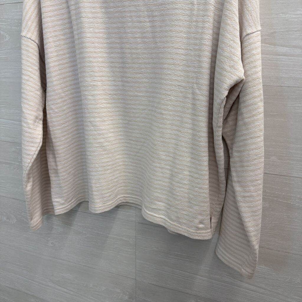 Splendid White/ Beige Striped Quarter Zip Pullover Medium