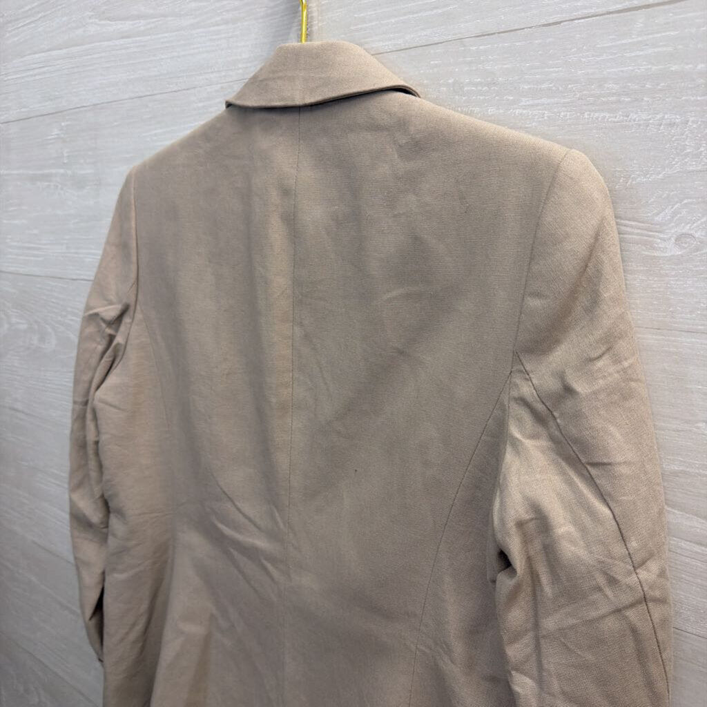 Jones New York Light Brown Linen Blend Open Front Blazer Jacket Small