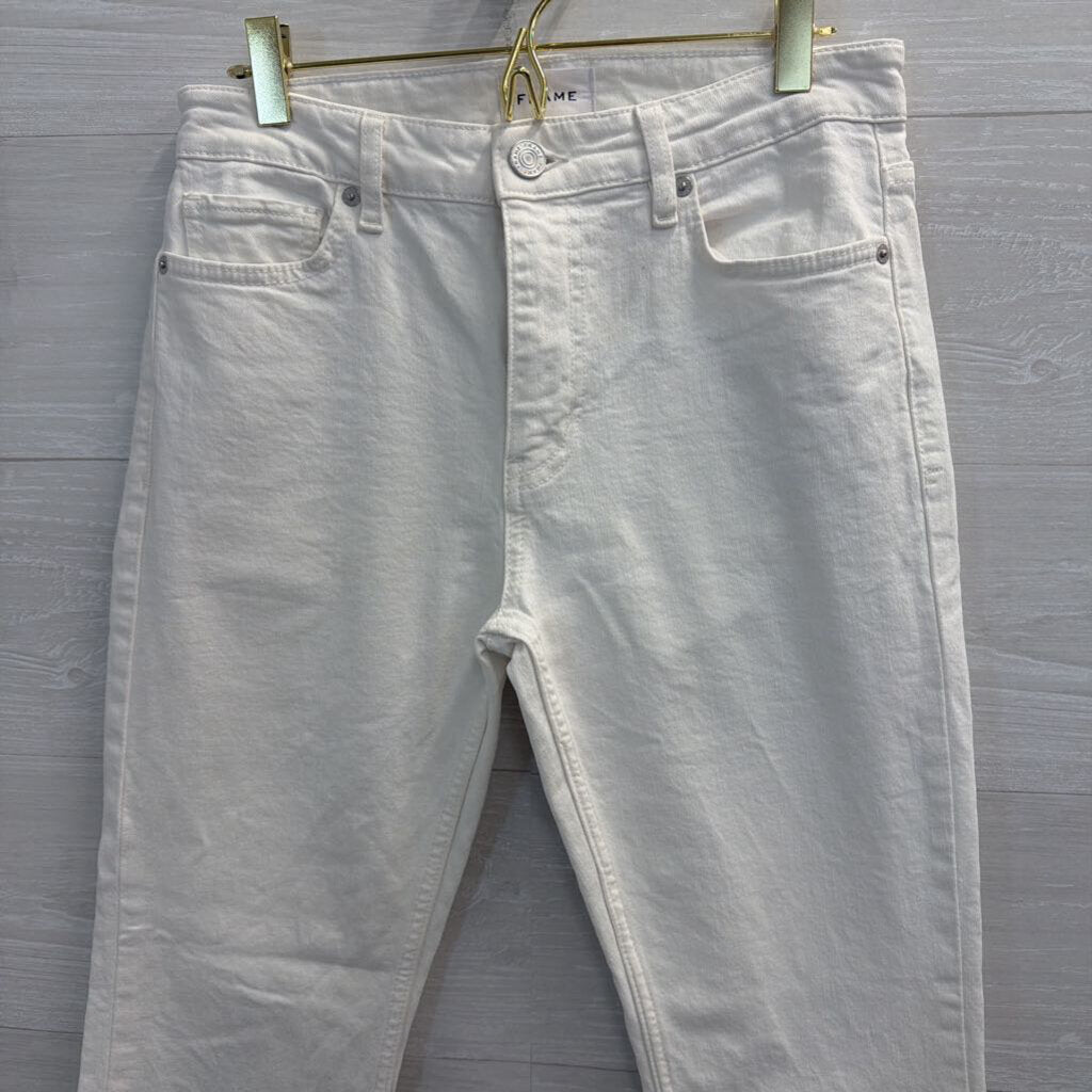 Frame White Denim Bootcut Jeans 26