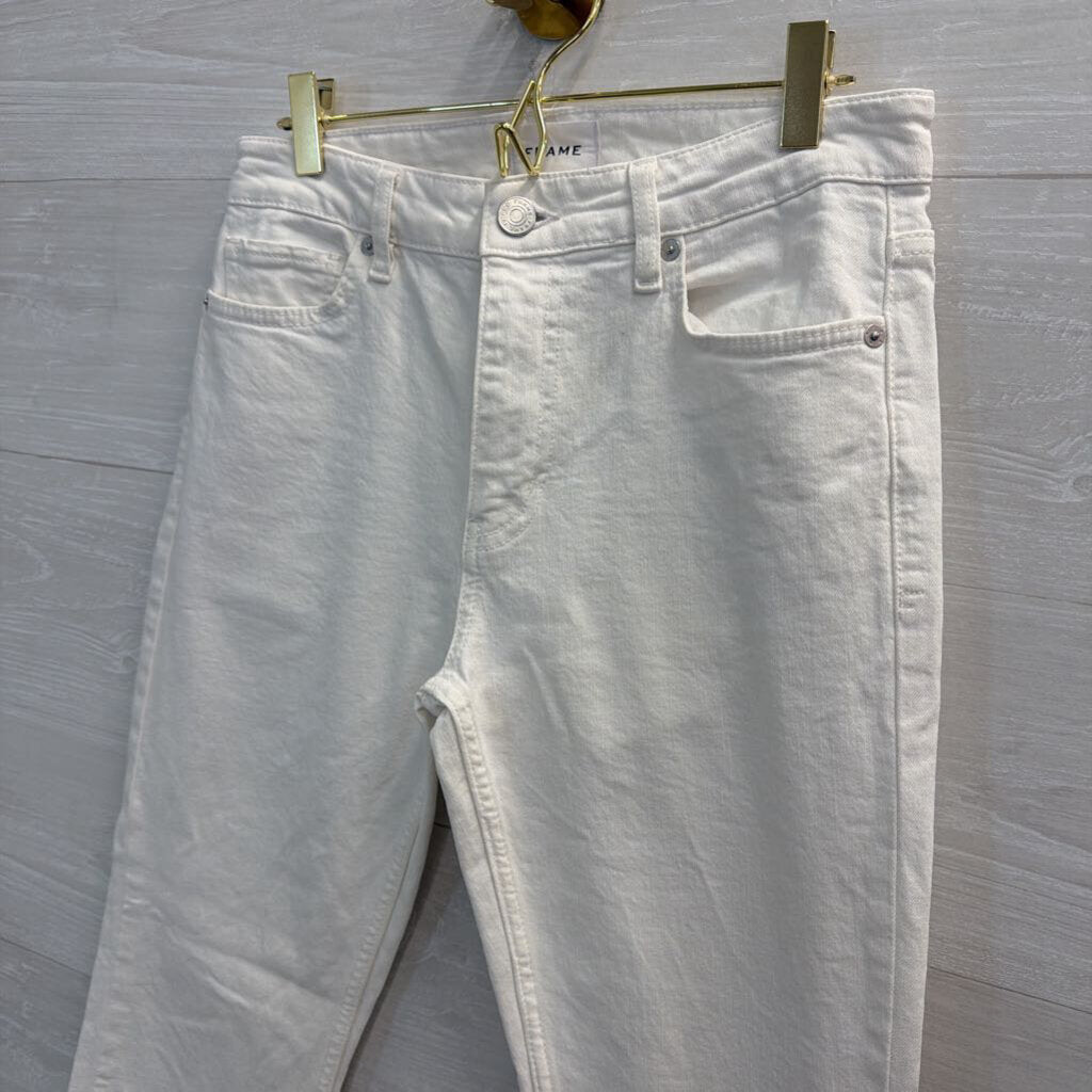 Frame White Denim Bootcut Jeans 26