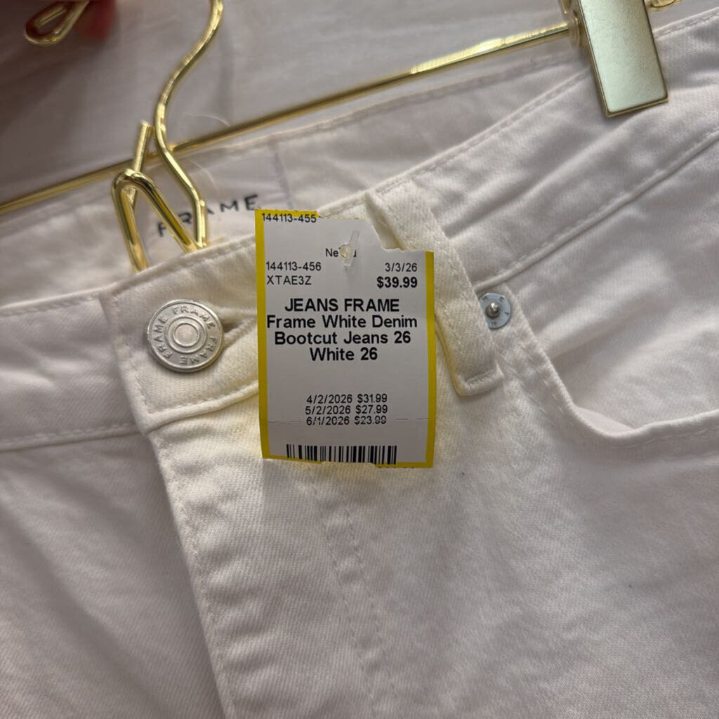 Frame White Denim Bootcut Jeans 26