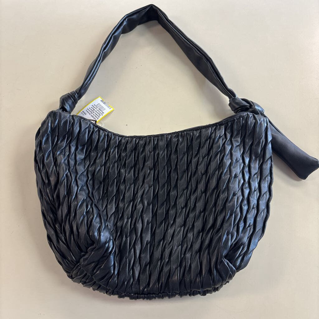 Sondra Roberts Squared Black Textured Leather Shoulder Purse