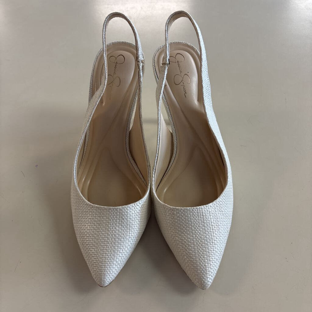 Jessica Simpson Cream Textured Pump Slingback Heels 7.5