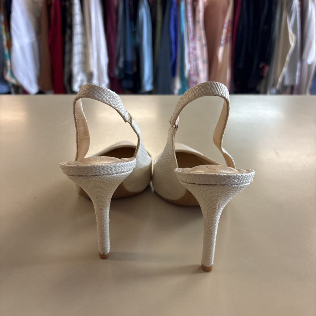 Jessica Simpson Cream Textured Pump Slingback Heels 7.5
