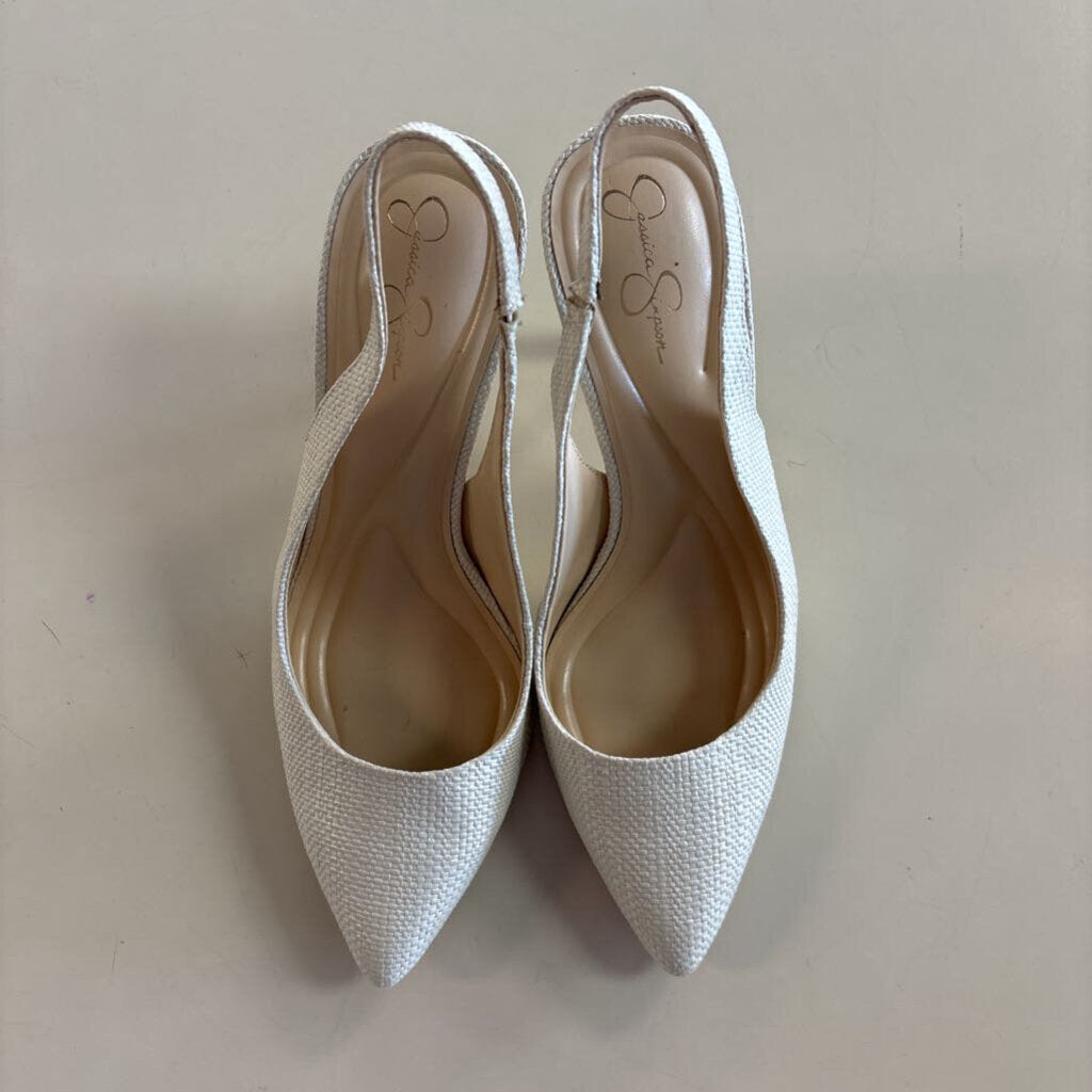 Jessica Simpson Cream Textured Pump Slingback Heels 7.5