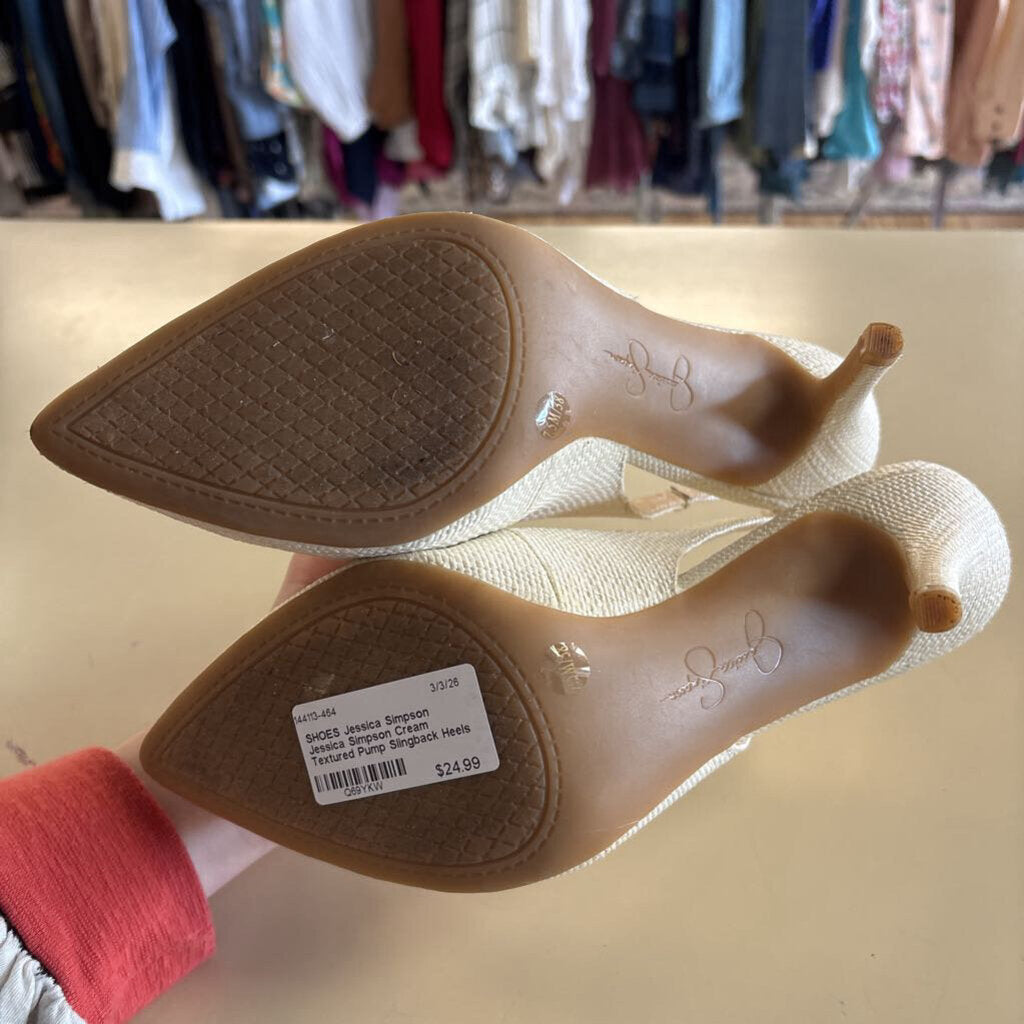 Jessica Simpson Cream Textured Pump Slingback Heels 7.5