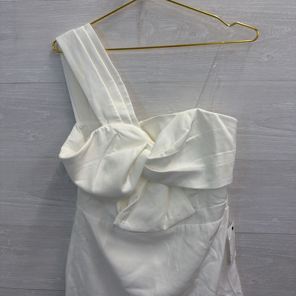 American Threads White One Shoulder Dress Large