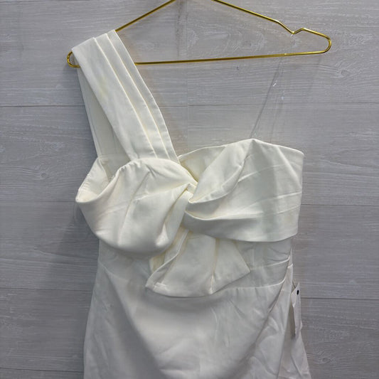 American Threads White One Shoulder Dress Large